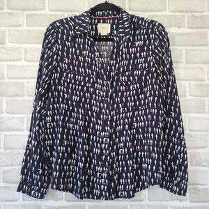 Anthropologie Maeve All Over Bird Print Blouse Top Wynwood Size 6